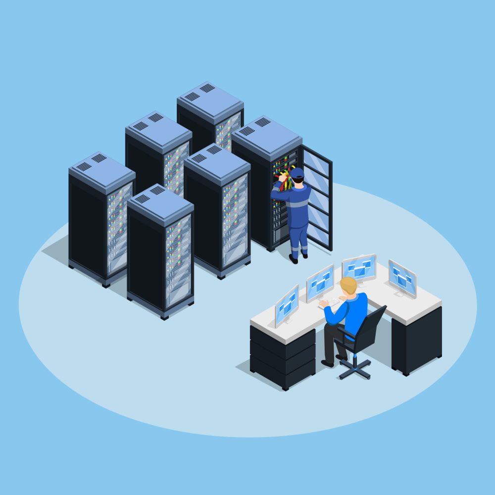 Data Center Isometric Composition