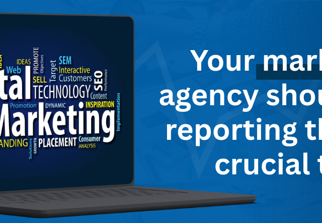 What should a marketing agency report in a monthly marketing report